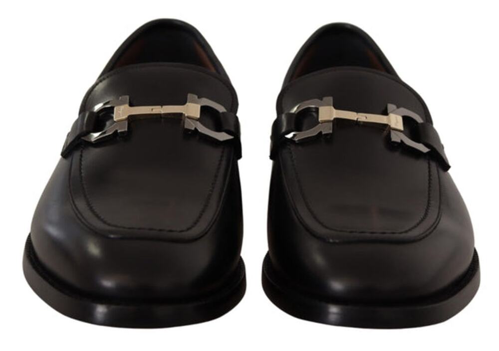 NWB Ferragamo Leather Gancio Bit Loafers Black Mens Size 5.5